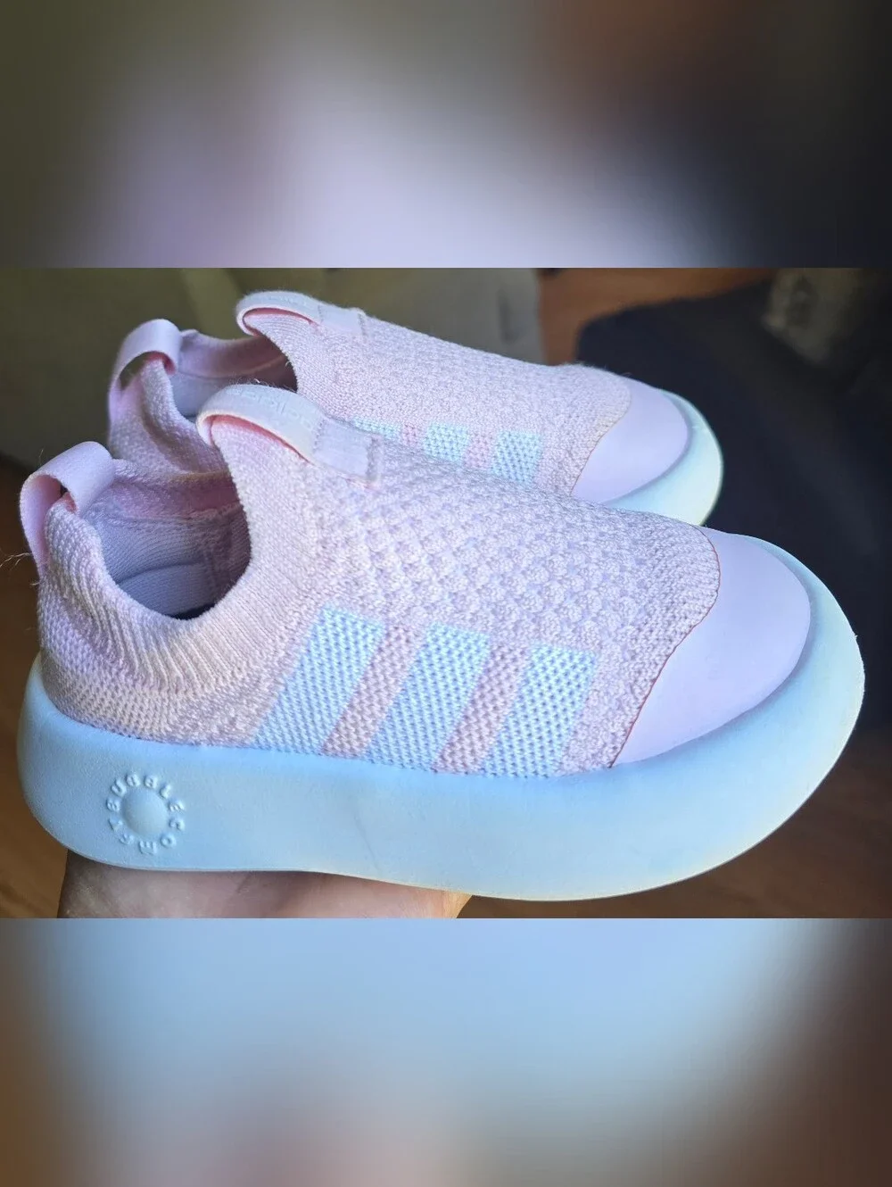 Sz 9 Toddler Girl's ADIDAS BUBBLECOMFY Pink Slip-on Shoes